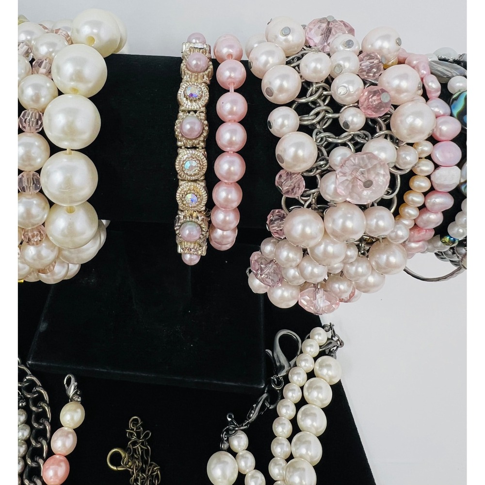 Vintage to Modern Pearl Necklace & Bracelet Gold & Silver Tone Beaded Lot of 30 - Picture 14 of 16